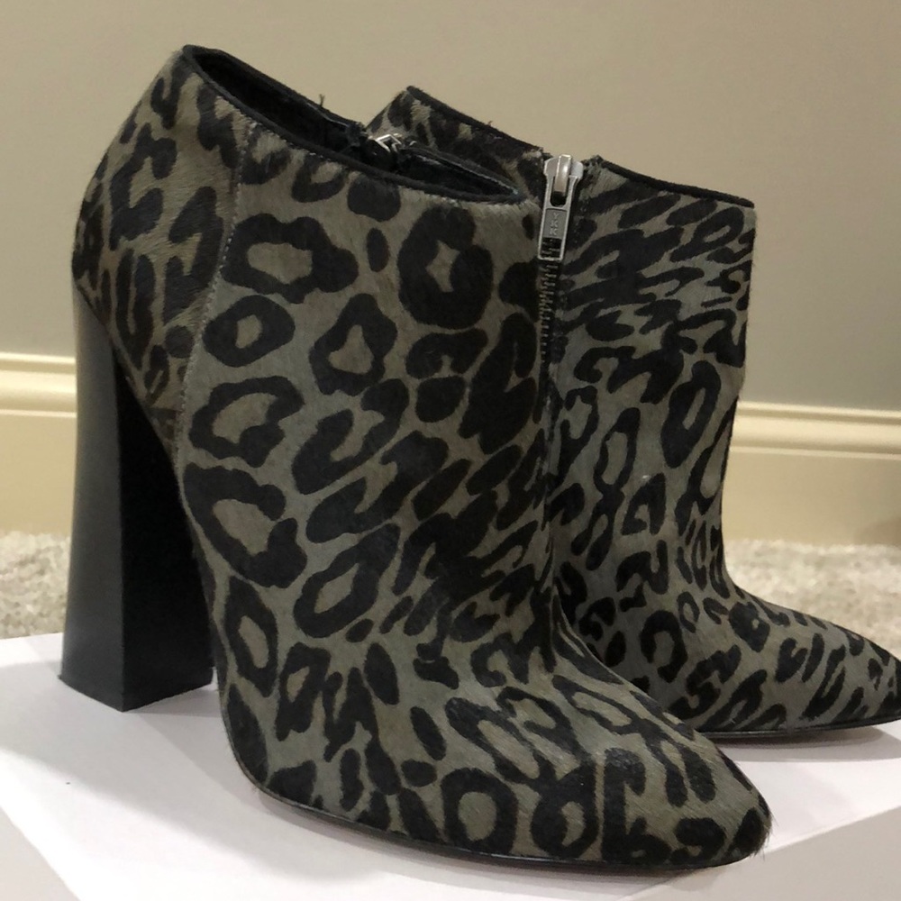 ALDO Black and Grey Calf Hair Leopard Booties